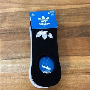 Adidas Men's Black, White, and Grey Invisible Sock